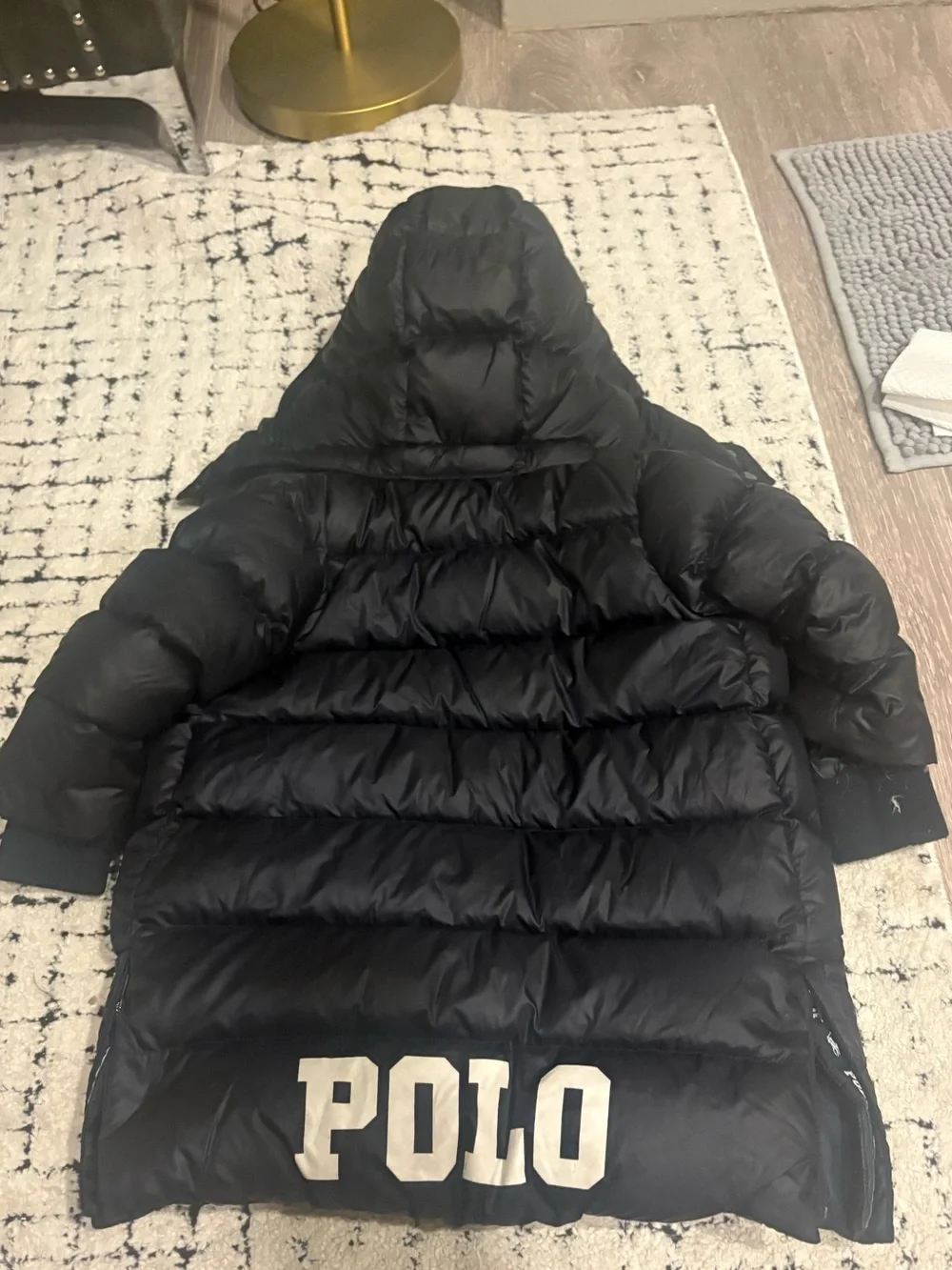 RARE Polo Ralph Lauren 2T Navy Down Puffer Jacket Polo Bear Embroidered Lining